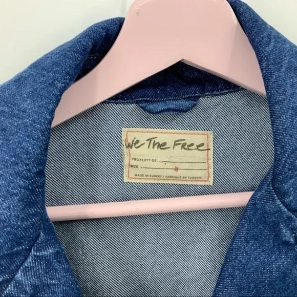 We the free Free People Now or Never Dark Wash Cropped Denim Jacket M